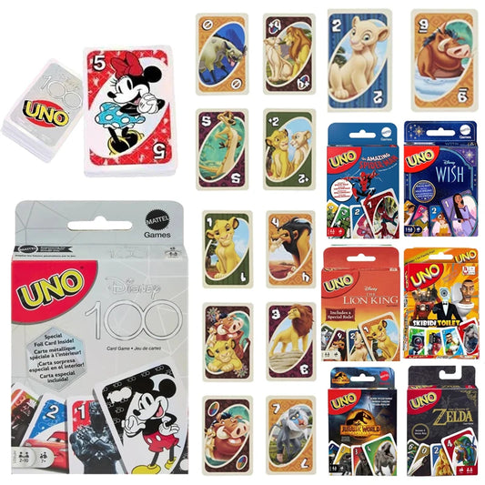 Jeux Mattel UNO Disney 100! Jeu de cartes multijoueur Jeu de cartes UNO Jeux de société en famille Jouets Jouets pour enfants Cartes à jouer