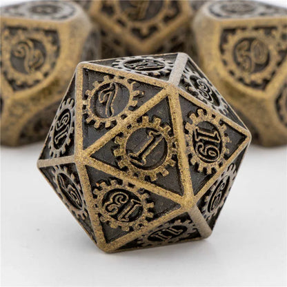 OUKELANWO DND Metal Dice Set D&amp;D pour Dungeon and Dragon, jeu de rôle RPG polyédrique doré D et D Dice D20 D12 D10 D8 D6 D4