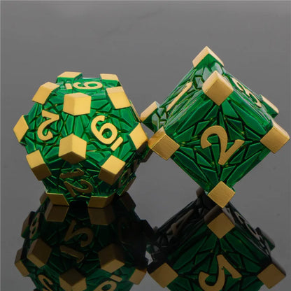 Juego de dados de metal DND KERWELLSI D&amp;D, dados para juegos de rol de mazmorras y dragones, dados de rol D&amp;D hechos a mano Crack D20 D12 D10 D8 D6 D4