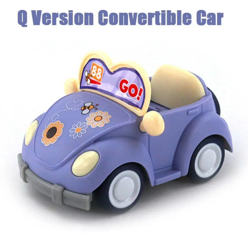 Cartoon Mini Q Pull Back Power Convertible Purple Car 6 Style Miniature Furniture Dollhouse Toy Model Set Kids Birthday Gifts