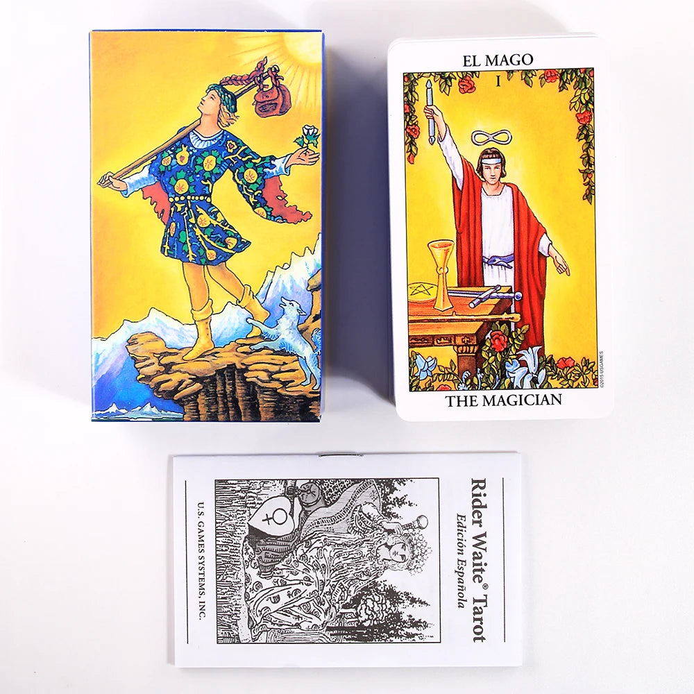 Cartes de Tarot Classique Version Espagnole Anglaise Chevalier Waiter Rider Waite Tarot Divination Prévision du Destin Prophétie Jeux de Cartes