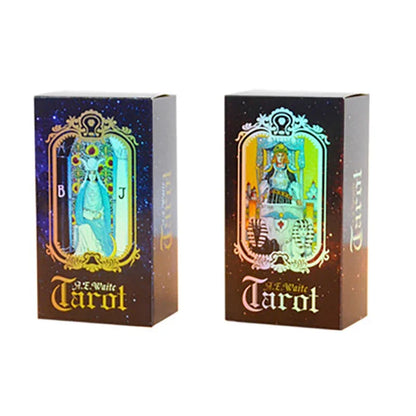 1 juego nuevo de cartas de tarot con láser plateado brillante, edición misteriosa, 78 cartas de juego de mesa de astrología