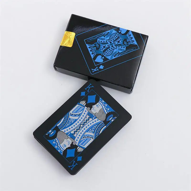 54pcs Cards Waterproof PVC Pure Black Magic Box-packed Plastic Playing Cards Set Deck Poker Classic Magic Tricks Tool Board Game