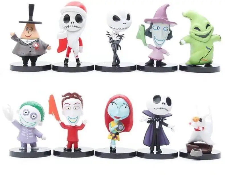 Lot de 10 figurines de Jack Skellington L'Étrange Noël de Monsieur Jack