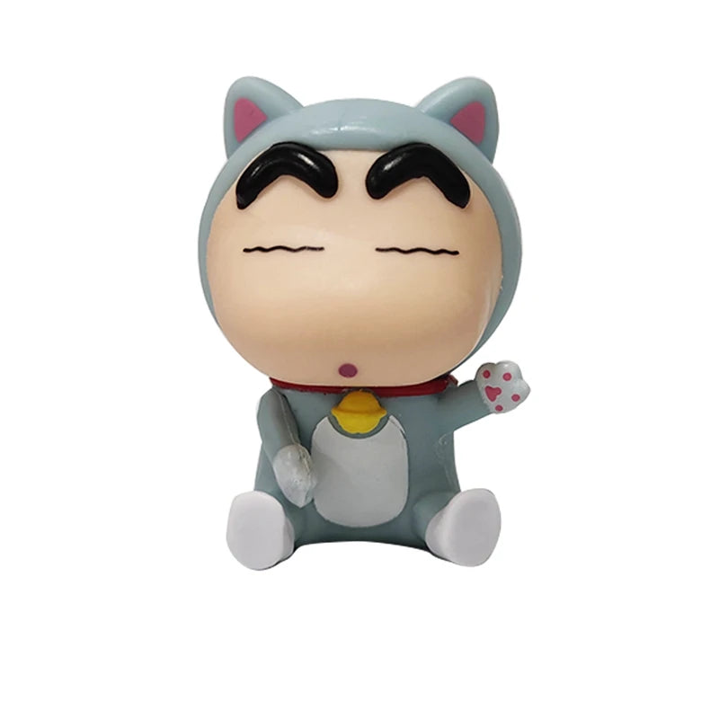 6PCS Anime Crayon ShinChan Figures 6cm Nohara Shinnosuke Action Figure Animal Series Car Desktop Ornaments Kids Birthday Gift