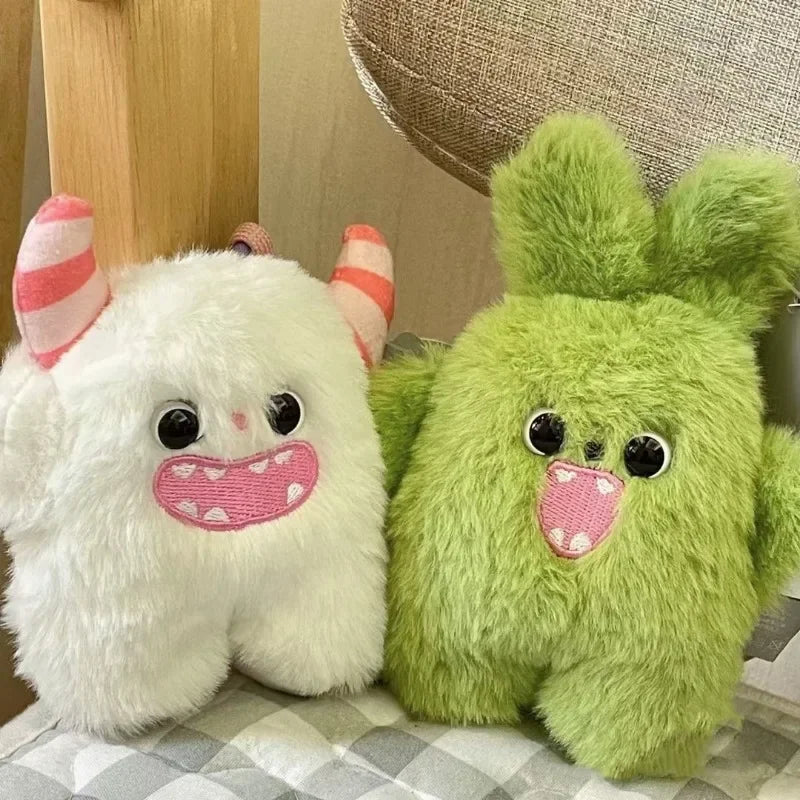 Porte-clés en peluche monstre des neiges pour filles, mignon jouet en fourrure de dessin animé blanc vert, pendentif pour sac d'école, porte-clés de voiture, accessoires en peluche