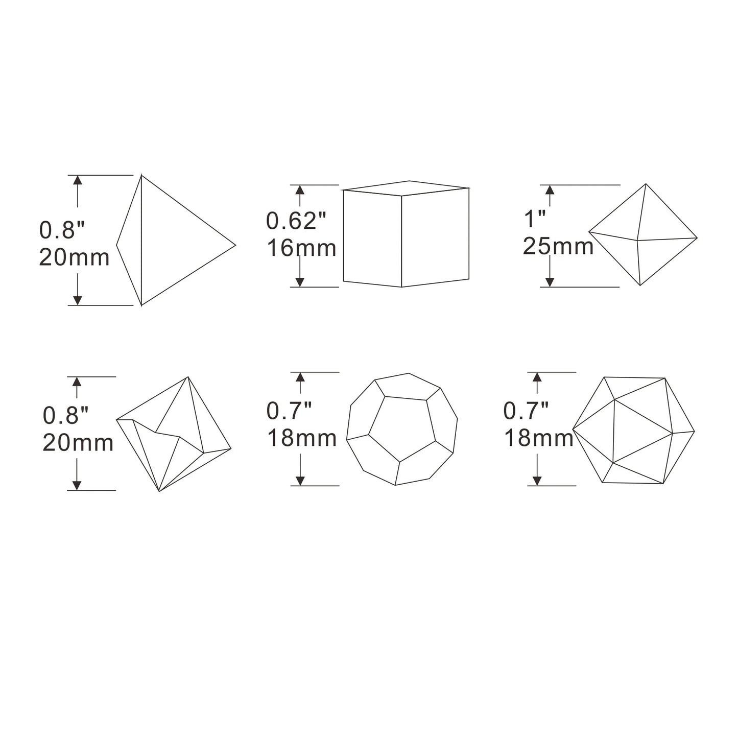 Ensemble de 7 dés DND de style cristal, dés de jeu de table polyédriques, dés de jeu de rôle RPG avec boîte