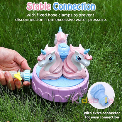 Backyard Spinning Unicorns Sprinkler Toy Attaches to Garden Hose Unicorn Water Sprinkler