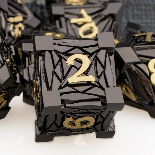 Black DND Metal Dice D6 D and D Dice Dungeon and Dragon Dice Polyhedral Handmade Dice Set D&D Tabletop Role Playing Games Dice