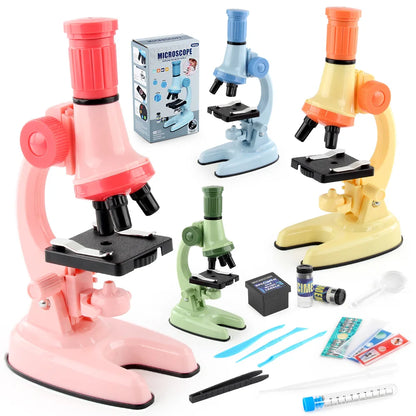 Microscope optique HD 100X/600X/1200X avec lumière LED pour la science et l'éducation des enfants, jouets éducatifs Montessori en biologie