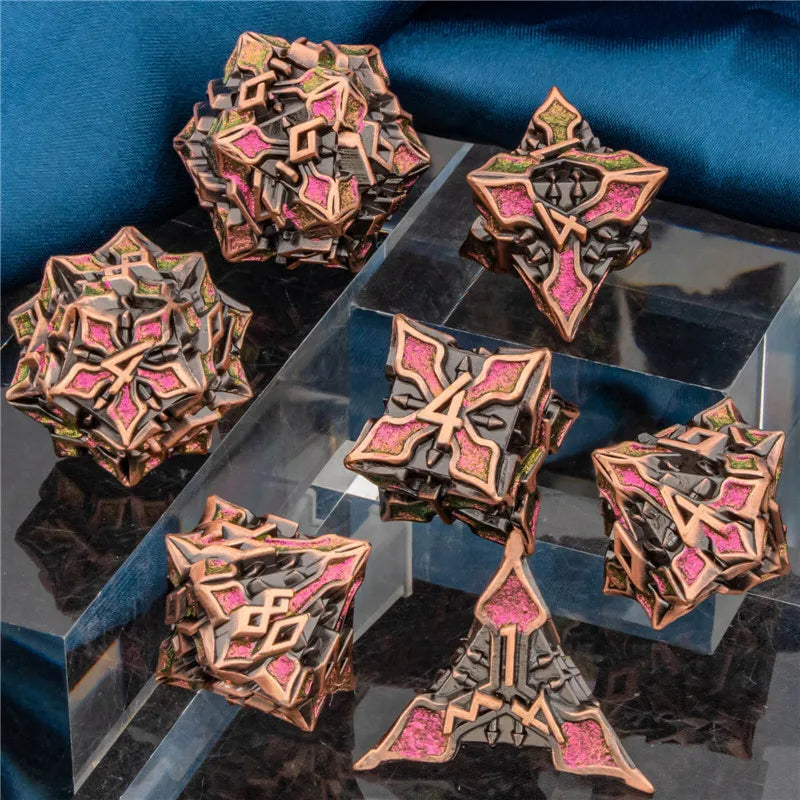 OUKELANWO DND Metal Dice Set D&amp;D, dés de jeu de rôle polyédriques Dungeon et Dragon, dés de jeu RPG D et D D20 D12 D10 D8 D6 D4