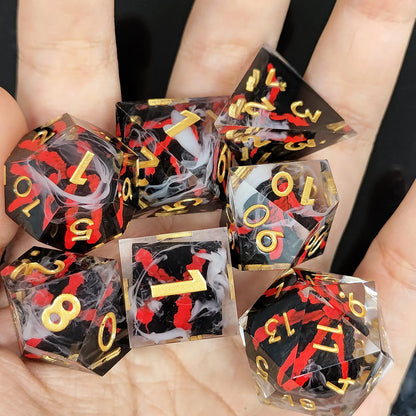 DND Dice Set Transparent Wigwam Dice Set Dungeons & Dragons Polyhedral Resin Dice Cosplay Dice Set with Storage Bag）D4 D6 D8 D10