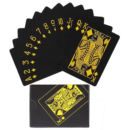 Jeu de cartes de poker en or noir, jeu de cartes de poker bleu argenté, jeu de cartes magique en plastique étanche, collection de cadeaux magiques à l'eau