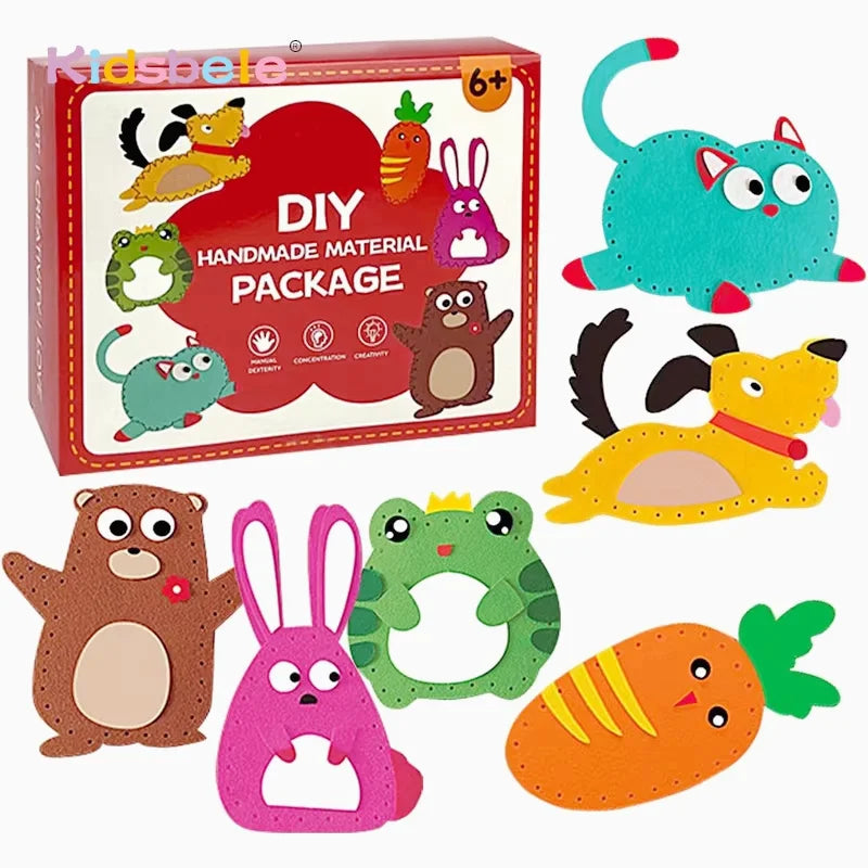 Children's Sewing Animals Craft Kit Forest Creatures Sewing Pretty Felt Animals Plush Educational Set for Kids Gift for Beginner