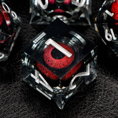 D and D Liquid Flow Core Eye Resin Dice Set | Dnd Dungeon and Dragon Pathfinder Role Playing Game Dice | D20 D&D Red Black Dice