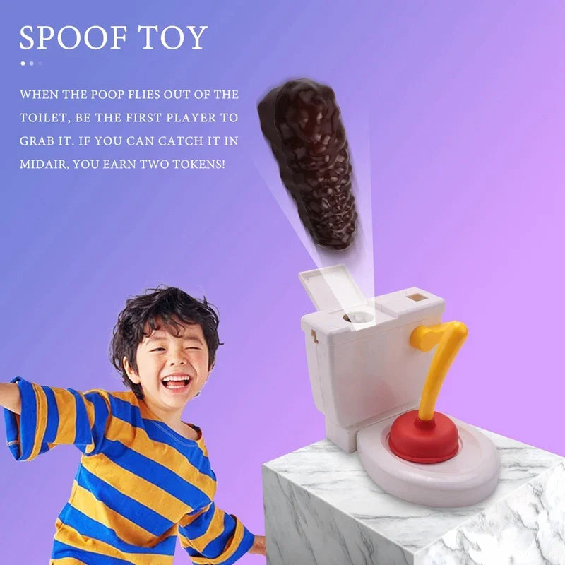 Funny Pooping Toilet Spoof Relieve Stress Toy Poop Shoots Tricky Party Table Games Children Flushing Toilet Plunger Toys Pranks