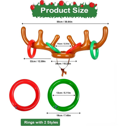1 ensemble de jeu de Noël gonflable drôle de chapeau de bois de renne anneau de lancer jouets de Noël nouvel an enfants cadeau gonflable jeux de fête jouets