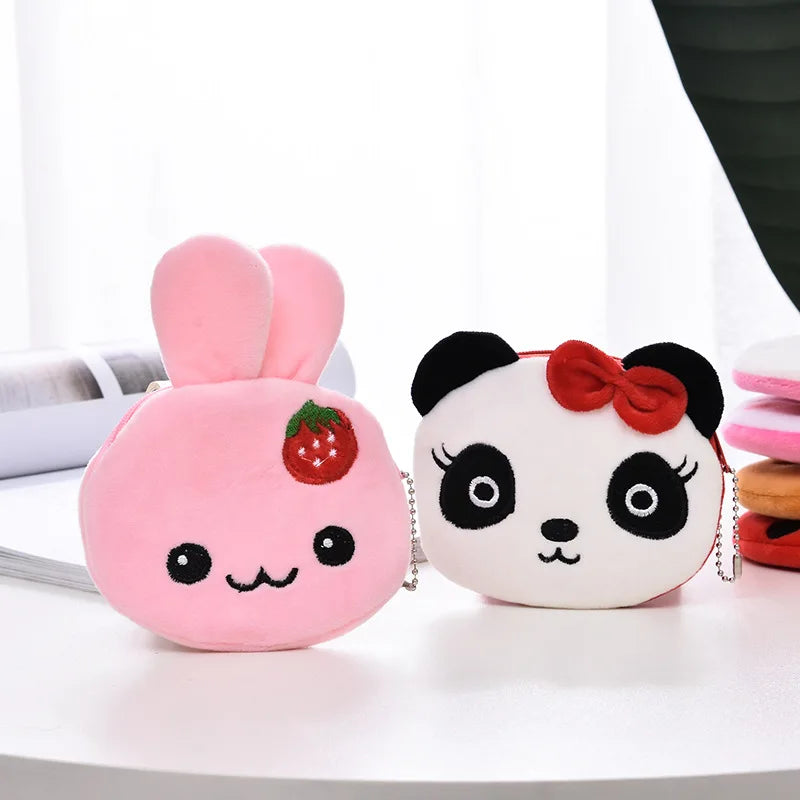 1 porte-monnaie en peluche mignon pour pièces de monnaie, crayons, jouets, sac de dessin animé pour femmes, mini sac à fruits pour clé USB