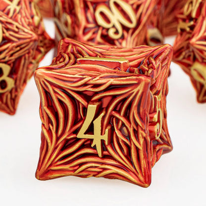 ORIFANTUO Red Tree Root Dnd Metal Dice Set D+D Polyédrique Dés pour D et D Dungeon et Dragon Pathfinder Jeux de rôle Dés