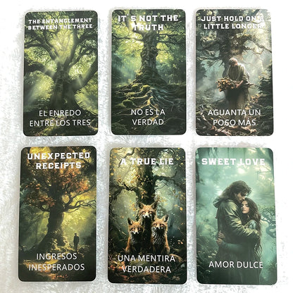 Cartas del oráculo en español e inglés, cartas del tarot El Bosque Desconocido 12x7cm, baraja del tarot Profecía, juguetes de adivinación, cartas de 12x7cm