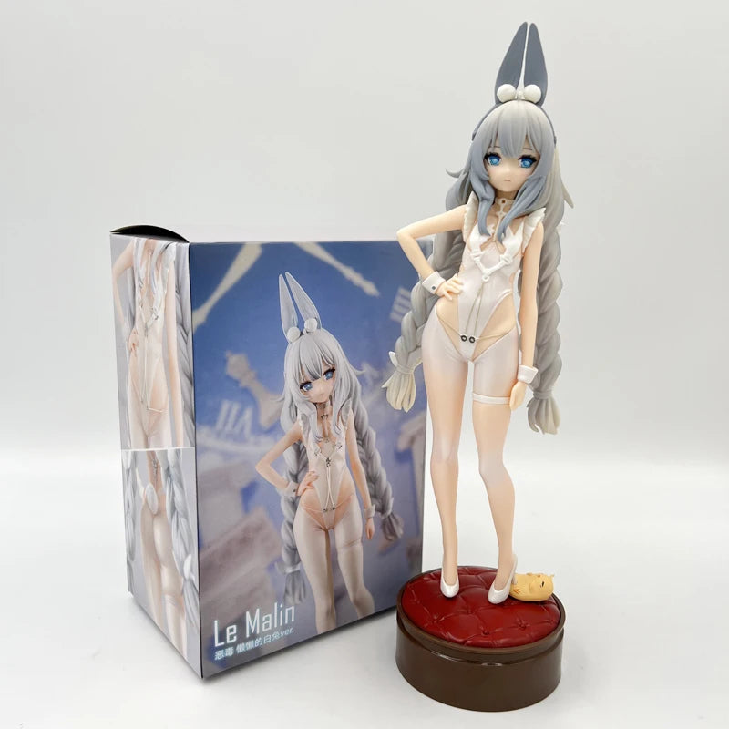 Figura de anime Azur Lane de 26 cm, MNF Le Malin, figura de acción de chica sexy, figura de Malin con cola de caballo doble, modelo coleccionable de PVC, muñeca de juguete