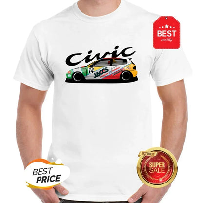 T-shirt Civic EG6 Jaccs 90s JTCC Race Car pour hommes et femmes, 100 % coton, manches courtes, t-shirt imprimé, col rond, décontracté