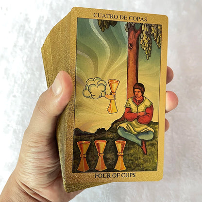 Baraja de tarot en español e inglés, con guía en papel, cartas de tarot para principiantes, juguetes de adivinación, tarot de lámina dorada