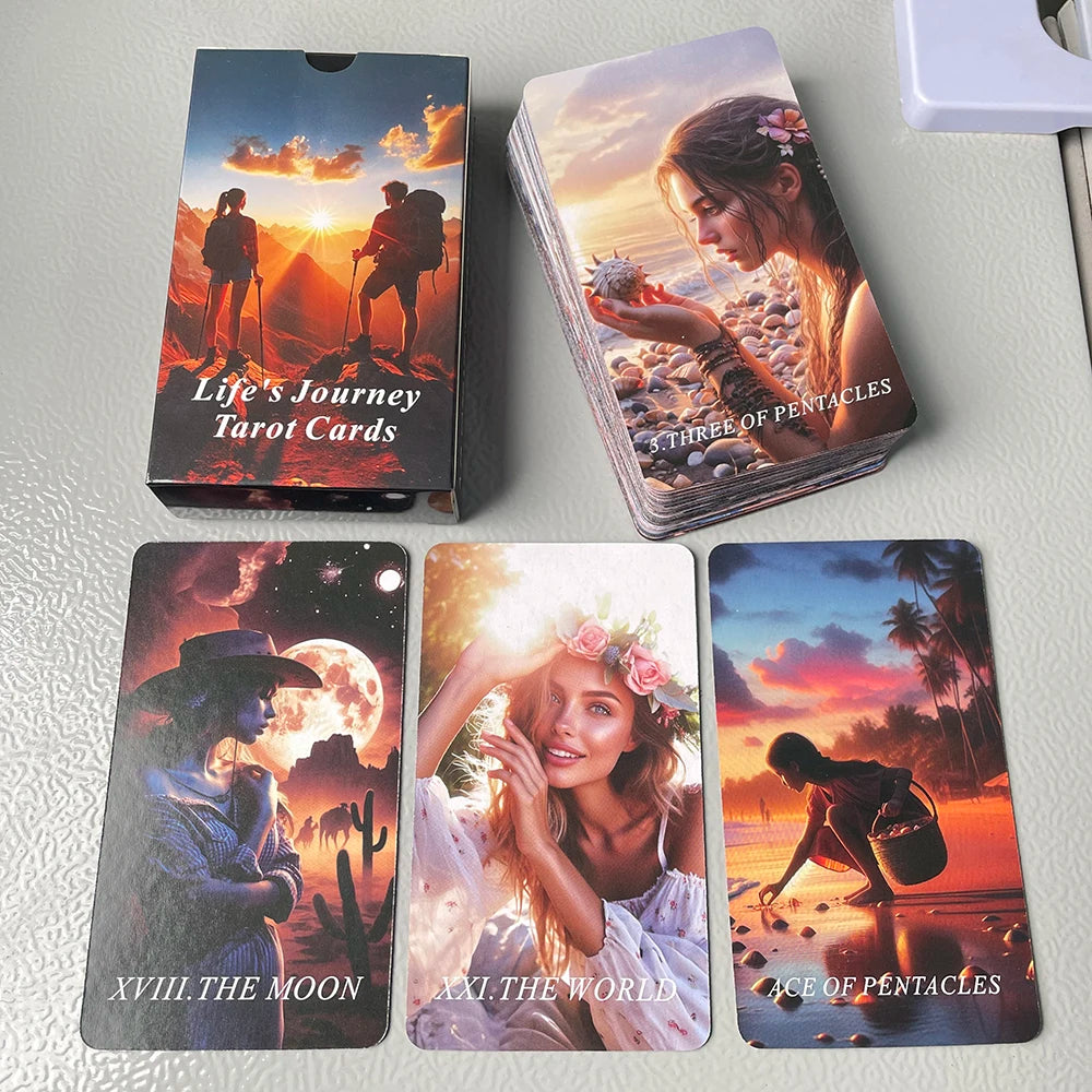 Jeu de Tarot anglais Journey of Life 12x7cm Cartes de divination Belles prophéties Oracle 78 cartes