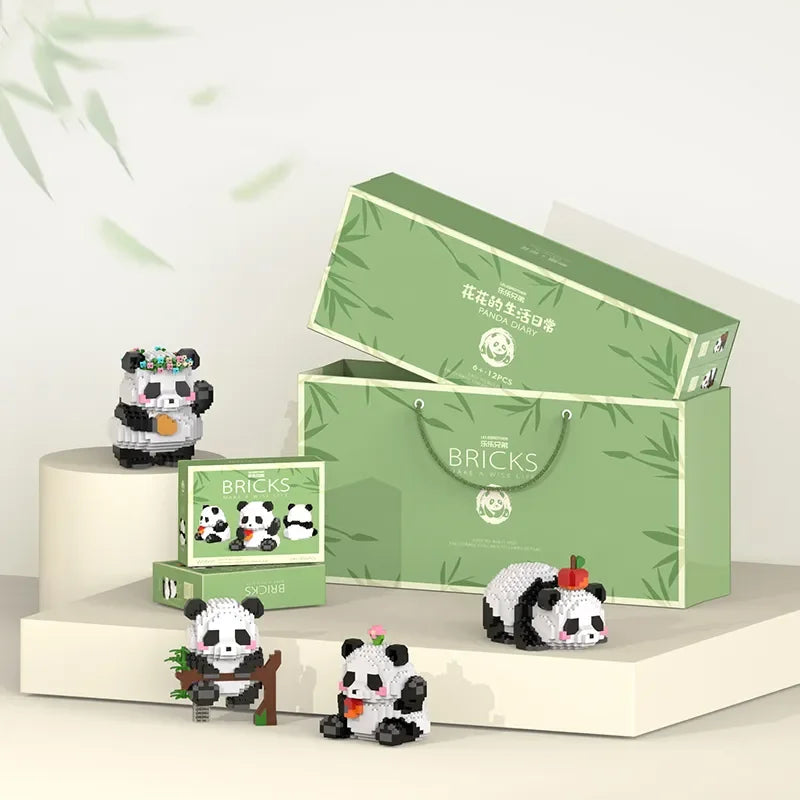 Bloc de construction créatif à assembler soi-même, animal mignon, mini panda de style chinois, jouets éducatifs pour garçons, modèle de briques