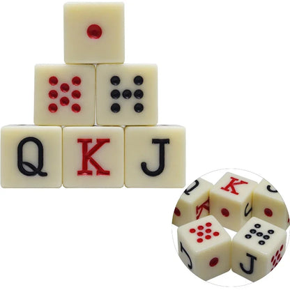 Lot de 10 dés de poker en acrylique jaune avec dents carrées de 16 mm, JQK Dice, jeu de table espagnol