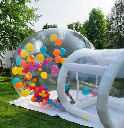 Casa de burbujas inflable con globos para niños pequeños de 8 pies con carpa de burbujas soplada, casa de cúpula transparente para fiestas en interiores y exteriores para niños