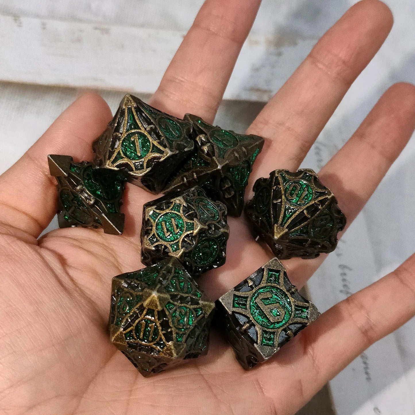 7 piezas de metal para dados DND OCO poliédricos D&amp;D DND Dungeons and Dragons Juego de rol MTG RPG Rol Pathfinder Juegos de mesa