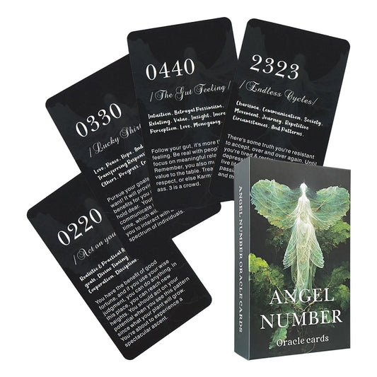 Oracle des nombres angulaires dans une boîte Jeu de tarot anglais Mots-clés Divination Prophétie 12x7cm Cartes de clarté