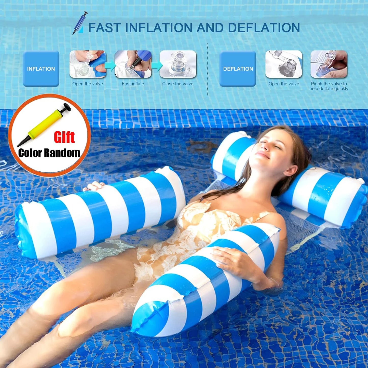 Inflatable Mattresses Water Swimming Pool Accessories Hammock Lounge Chairs Pool Float Water Sports Toys Float Mat Pool Toys