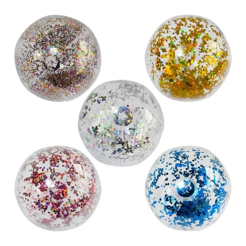 Ballon de plage gonflable à paillettes de 16 cm, boule d'eau d'été, jouets de plage à paillettes pour la plage, la piscine, jouets de fête pour enfants et adultes