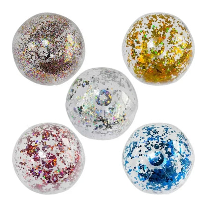 Ballon de plage gonflable à paillettes de 16 cm, boule d'eau d'été, jouets de plage à paillettes pour la plage, la piscine, jouets de fête pour enfants et adultes