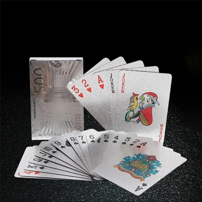 54Pcs/Set Playing Cards Texas Plastics Waterproof US Dollar Pattern Poker Table Game With Box Collection Dropship Gold Silver