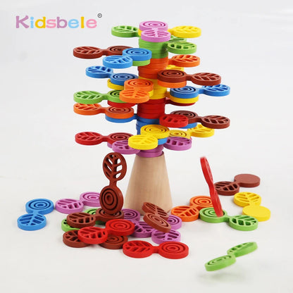 1 ensemble de blocs de construction pour enfants Montessori arbre bois arc-en-ciel arbre jeu d'équilibre jouets de construction pour enfants