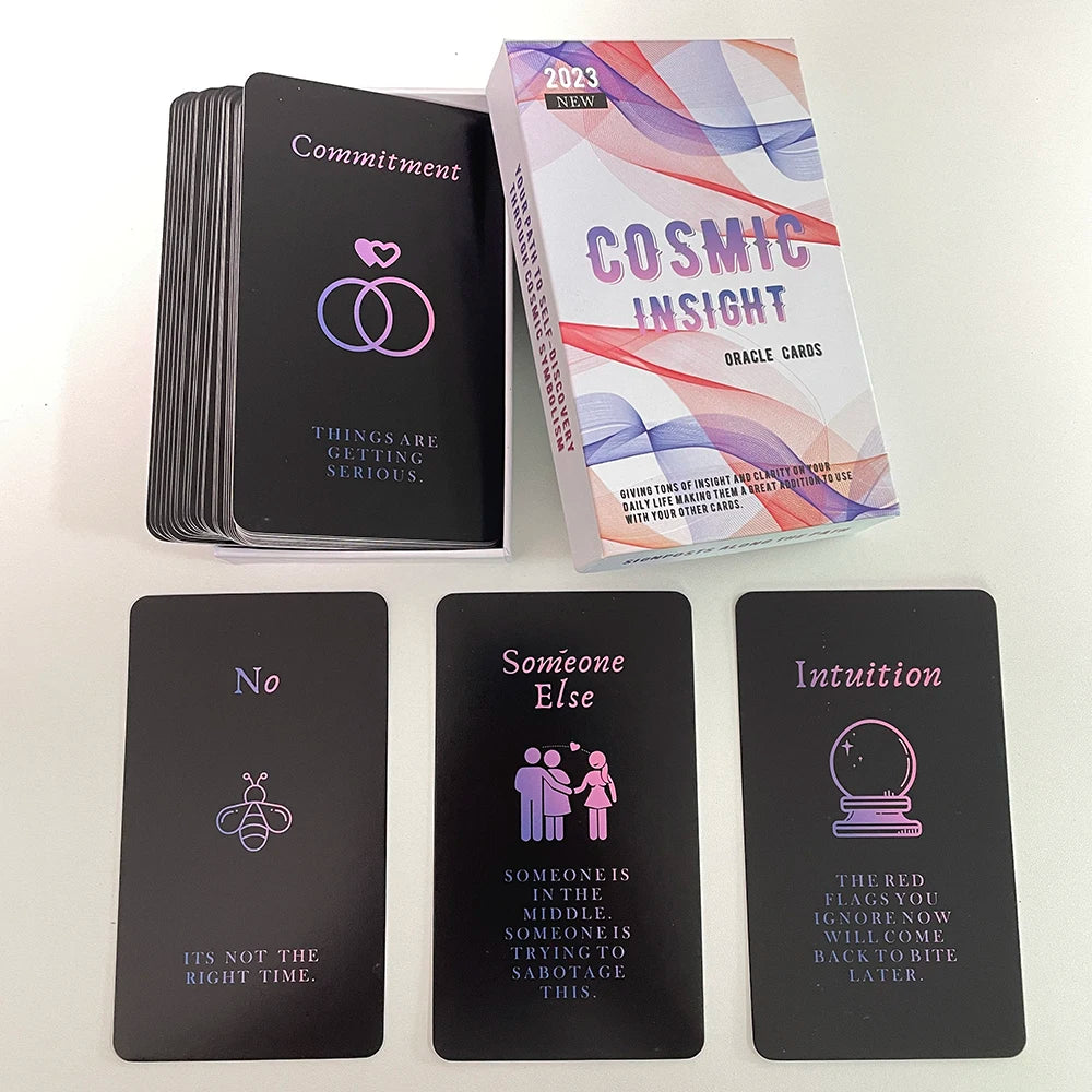 Jeu de tarot Cosmic Insights, cartes de tarot de l'amour pour débutants, prophétie, 12 x 7 cm, 40 cartes, tarot divinatoire dans une boîte