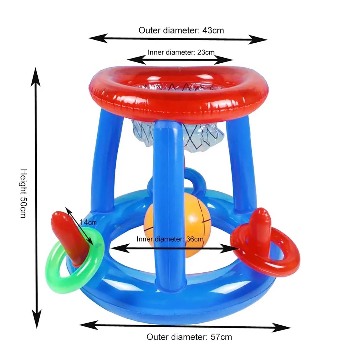 Jeu de lancer d'anneau gonflable, panier de basket flottant, jouet interactif de sport aquatique, cadeau de fête, accessoire de piscine amusant pour la plage