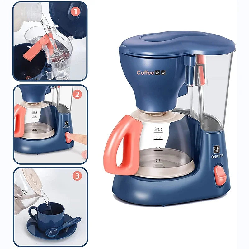 Mini appareils électroménagers, jouets de cuisine, ensemble de jeu de simulation avec cafetière, mixeur et grille-pain pour enfants, cadeaux pour garçons et filles