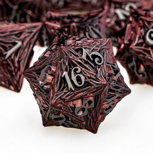 Ensemble de dés en métal Dnd Root Dice Red D+D Polyhedral pour D dnd D Dungeon and Dragon Pathfinder Jeu de rôle Dés lourds D20