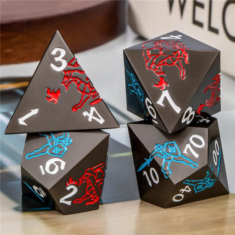 Ensemble de dés en métal KERWELLSI DND D&amp;D, dés polyédriques Dungeon et Dragon D et D, dés de jeu de rôle faits à la main D20 D12 D10 D8 D6 D4