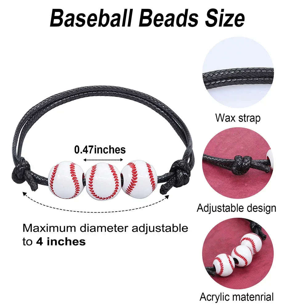 Football Basketball Tennis Rugby Hand Bracelet for Children Men Women Girl Boy Adjustable Baseball Soccer Volleyball Beads