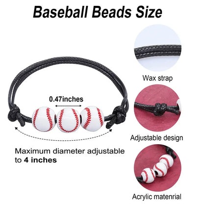 Football Basketball Tennis Rugby Hand Bracelet for Children Men Women Girl Boy Adjustable Baseball Soccer Volleyball Beads