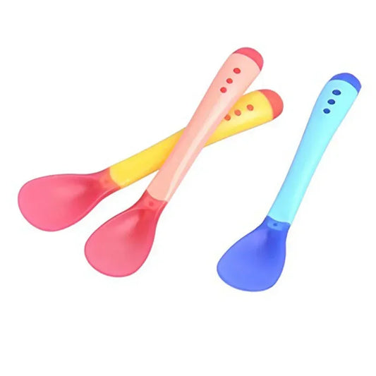 Baby Temperature Change Fork Spoon Small Toddlers Utensils Plastic Baby Spoons Infant Feeding Tool Heat Sensitive Kids Tableware