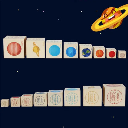 Montessori Wooden Toys Eight Planets Puzzle Earth Sun Solar System Planets,Animal Plant Growth And Change Process Logical Toys