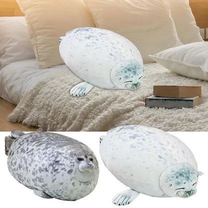 Angry Blob Seal Pillow Chubby 3D Novelty Sea Lion Doll Plush Stuffed Toy Baby Sleeping Throw Pillow Gifts for Kids Girls