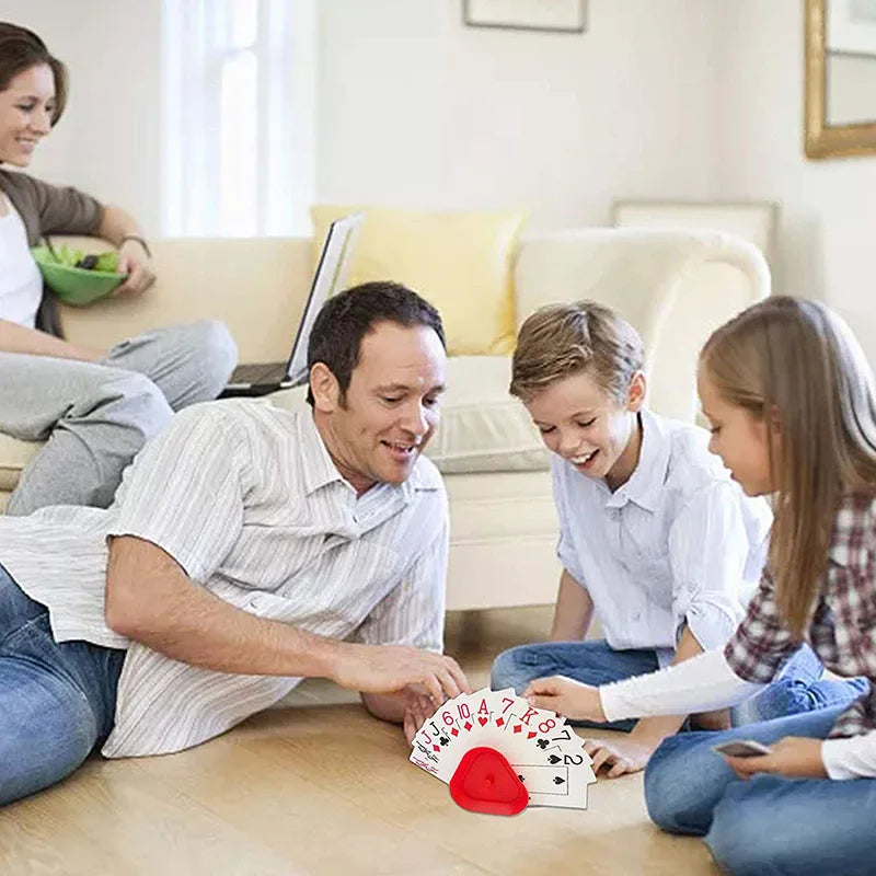 Juego de 4 soportes para cartas de juego con forma de triángulo para personas perezosas, asiento de póquer, soporte para cartas de juego de mesa para niños y personas mayores, manos libres