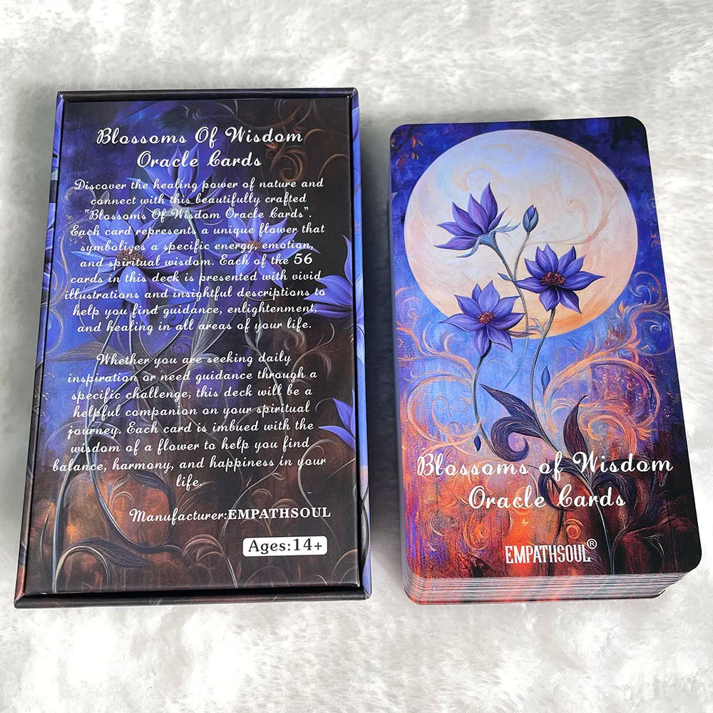 Cartes de tarot des fleurs, cartes Oracle Blossoms of Wisdom, 56 cartes avec guide PDF, magnifique jeu Oracle, cartes claires, 12x7cm